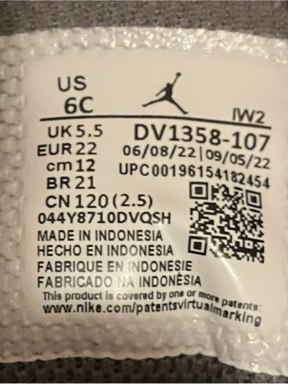 Air Jordan Dub Zero ‘White Cool Grey’ Toddler Size 6C - New, w/o Box